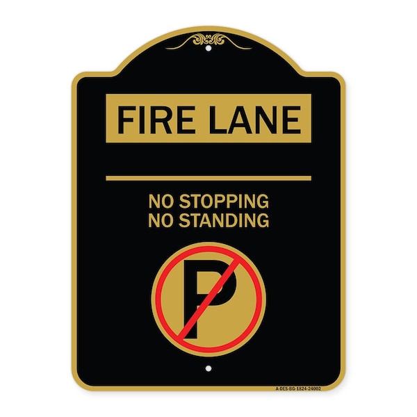 Signmission Fire Lane No Stopping No Standing W/ No ParkingHeavy-Gauge Aluminum Sign, 18" x 24", BG-1824-24002 A-DES-BG-1824-24002 - main
